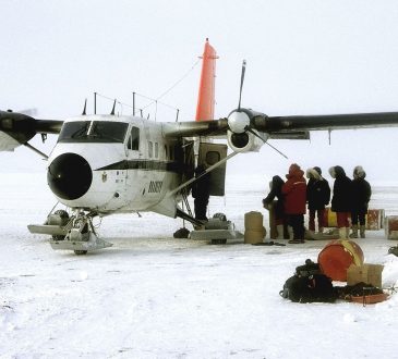 pale arctic sea ice meeting open ocean water at the floe edge