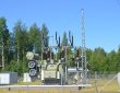 High-voltage power lines carrying electricity across the landscape