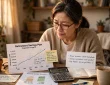 A person at age 50 reviewing retirement savings charts and planning catch-up contributions at a desk.